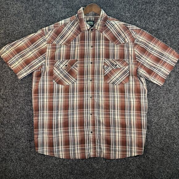 Wrangler Mens Pearl Snap Shirt Red Plaid‎ Western American Cowboy Size XL - Picture 1 of 7